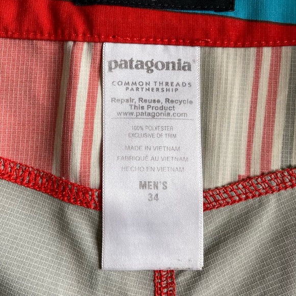 Patagonia Vibrant Red and Teal Board Shorts for Men - Picture 9 of 9